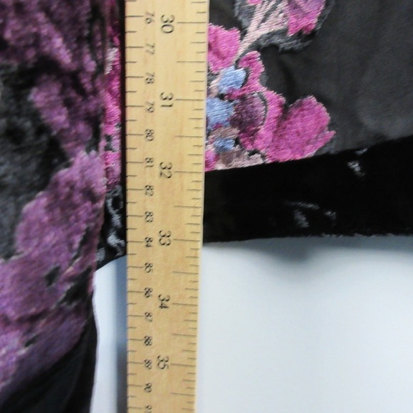 J Jill Burnout Floral Kimono Robe Women OS Black Purple Velvet Sheer Boho 274 - Picture 8 of 9